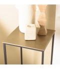 Table d'appoint carrée plateau alu doré et pieds croisés métal DODOMA