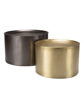Set de 2 tables d'appoint rondes métal gris anthracite et doré DODOMA