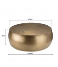 Table basse ronde 106x106cm effet martelé aluminium doré DODOMA