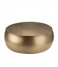 Table basse ronde 106x106cm effet martelé aluminium doré DODOMA