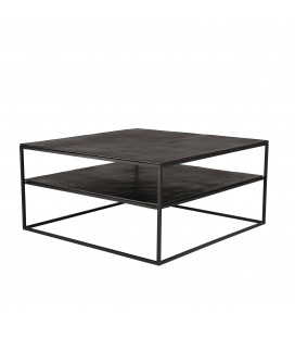Table basse carrée 80x80cm en aluminium noir DODOMA