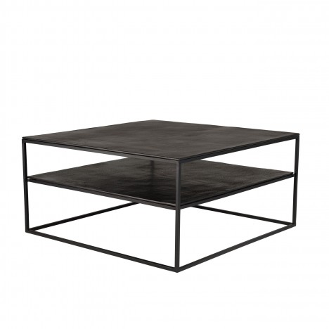 Table basse 80x80cm aluminium noir pieds métal DODOMA