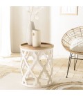 Table dappoint 50x50cm plateau naturel pieds blancs VICTOIRE