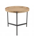 Table dappoint ronde 55x55 plateau naturel pieds métal noir VICTOIRE