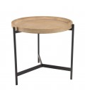 Table dappoint ronde 55x55 plateau naturel pieds métal noir VICTOIRE