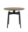 Table dappoint ronde marron foncé 55x55cm pieds métal noir ALMA
