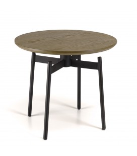 Petite table basse ronde chêne et noir 55cm ALMA