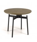 Table dappoint ronde marron foncé 55x55cm pieds métal noir ALMA