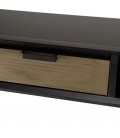 Console noire 130x35cm 2 niches 1 tiroir marron pieds métal noir ALMA