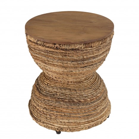 Tabouret assise en bois de teck recyclé SULA