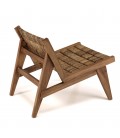 Fauteuil lounge en bois de teck recyclé assise en tissage SULA