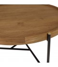 Table basse ronde 78x78cm plateau en bois de teck recyclé SULA