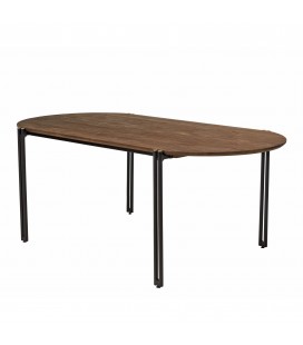 Table ovale en bois massif 200cm et pieds noirs SULA