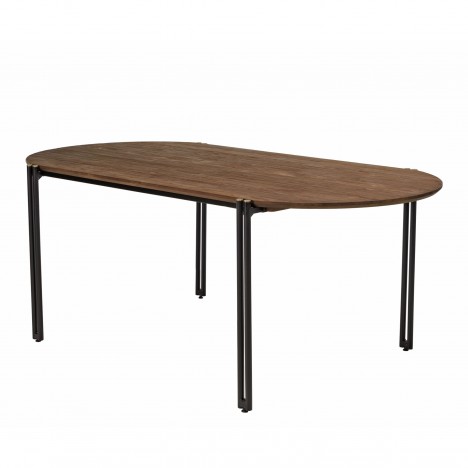 Table à manger ovale 200x105cm plateau bois de teck recyclé SULA