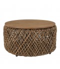 Table basse ronde 70x70cm en tissage de fibre de cocotier SULA
