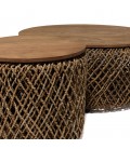 Set de 3 tables basses rondes en tissage de fibre de cocotier SULA