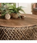 Table basse ronde 100x100cm en tissage de fibre de cocotier SULA