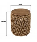 Table d'appoint ronde 40x40cm en tissage de fibre de cocotier SULA