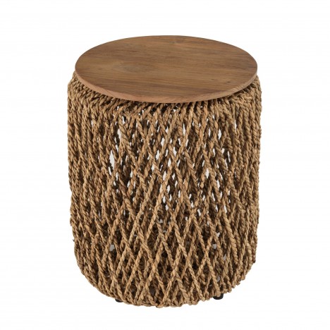 Table d'appoint ronde 40x40cm en tissage de fibre de cocotier SULA