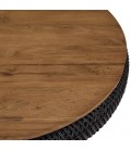 Table basse ronde 100x100cm en rotin noir plateau amovible SULA