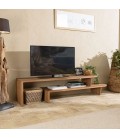 Meuble TV modulable 160x40cm en bois de teck recyclé naturel SULA