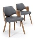 Chaise scandinave bois et simili cuir Dimy - Lot de 2 - 