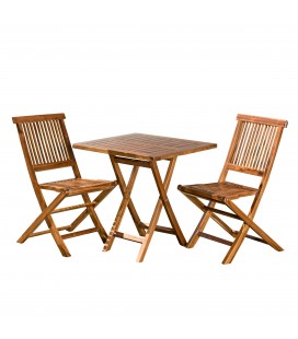 Table pliante de jardin carrée 70cm + 2 chaises pliantes Besuki