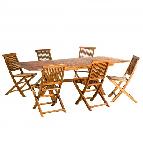 Ensemble de jardin table à rallonge 240cm et 6 chaises Besuki