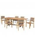 Table extensible d'extérieur 180 à 240cm et 6 fauteuils empilables taupe FUN