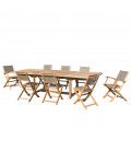 Table rectangulaire extensible d'extérieur + 6 chaises et 2 fauteuils taupe FUN
