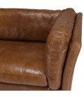 Canapé 3 places haut de gamme vintage en cuir marron GASTON