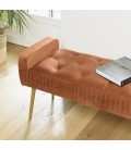 Banquette banc de lit en velours orange et pieds dorés BOGOTA