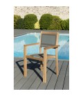 Table rectangulaire jardin extensible 120 à 180cm + 4 fauteuils empilables taupe FUN