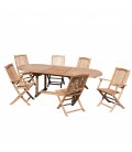 Table de jardin extensible ovale à 240cm avec 4 chaises et 2 fauteuils FUN