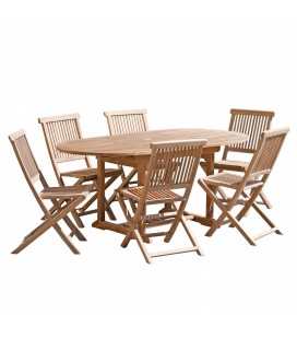 Table ovale de jardin extensible à 180cm et 6 chaises FUN