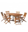 Table de jardin en teck massif et 6 chaises pliantes Besuki - 
