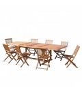 Table de jardin en teck extensible 300cm + 8 chaises Besuki - 