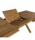 Grande table d'extérieur en bois 240cm + 6 fauteuils textilène taupe FUN