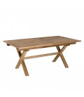 Grande table d'extérieur en bois 240cm + 6 fauteuils textilène taupe FUN
