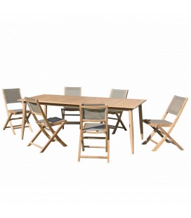 Ensemble de jardin avec table en bois massif + 6 chaises PALU