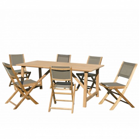 Ensemble de jardin avec table et chaises en bois massif KIM 