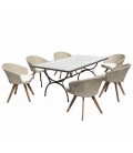 Salon de jardin avec table mosaïque et 6 chaises en rotin VICK