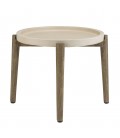 Table d'appoint ronde 50x50cm plateau béton beige pieds acacia PRESTIGE