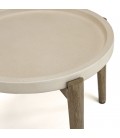 Table d'appoint ronde 50x50cm plateau béton beige pieds acacia PRESTIGE