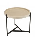 Table d'appoint 52x50cm plateau béton beige pieds métal noir PRESTIGE