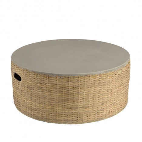 Table basse ronde plateau en béton socle en bambou naturel PRESTIGE