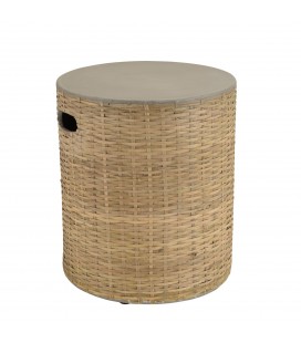 Table d'appoint ronde plateau en béton socle en bambou naturel PRESTIGE