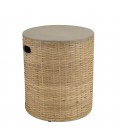Table d'appoint ronde plateau en béton socle en bambou naturel PRESTIGE