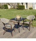 Ensemble de jardin table carrée 70x70cm et 2 chaises en textilène MOZART