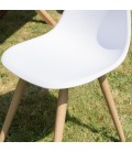 Lot de 2 chaises blanches de jardin et pieds métal effet bois NOAH